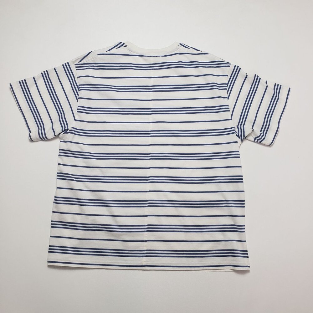 Madewell Cotton Relaxed Oversized Tee Women's Medium Lighthouse & Blue Stripe - Picture 6 of 16